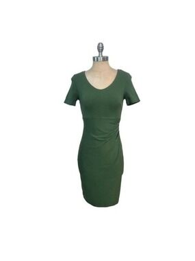 Boden Green Short Sleeve Bodycon Dress With Ruched Detail Size US 4